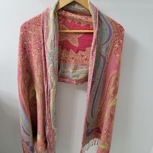 Collection Eighteen Viscose Red, Lime, Lavender, Aqua Paisley Shawl Scarf